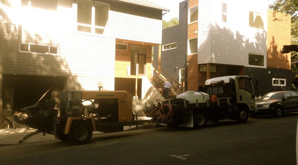 AAA Concrete Pumping truck-mounted line pump on a job site
