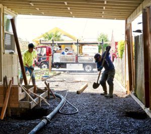 AAA Concrete Pumping truck-mounted line pump on a job site
