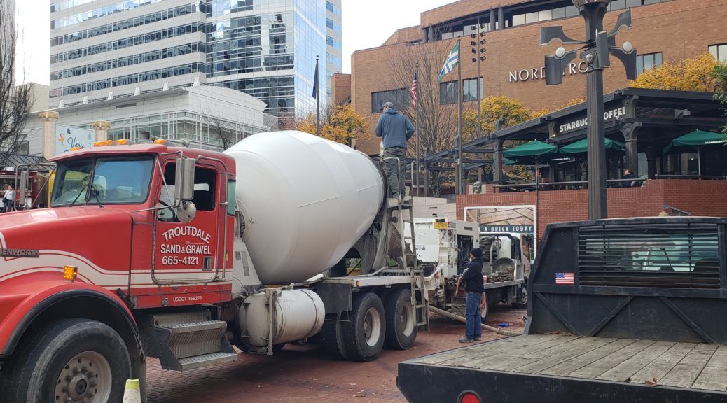 AAA Concrete Pumping truck-mounted line pump on a job site