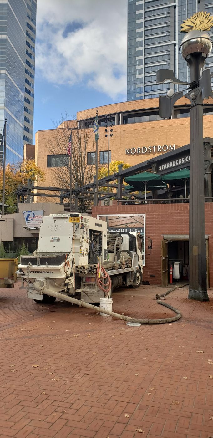 AAA Concrete Pumping truck-mounted line pump on a job site