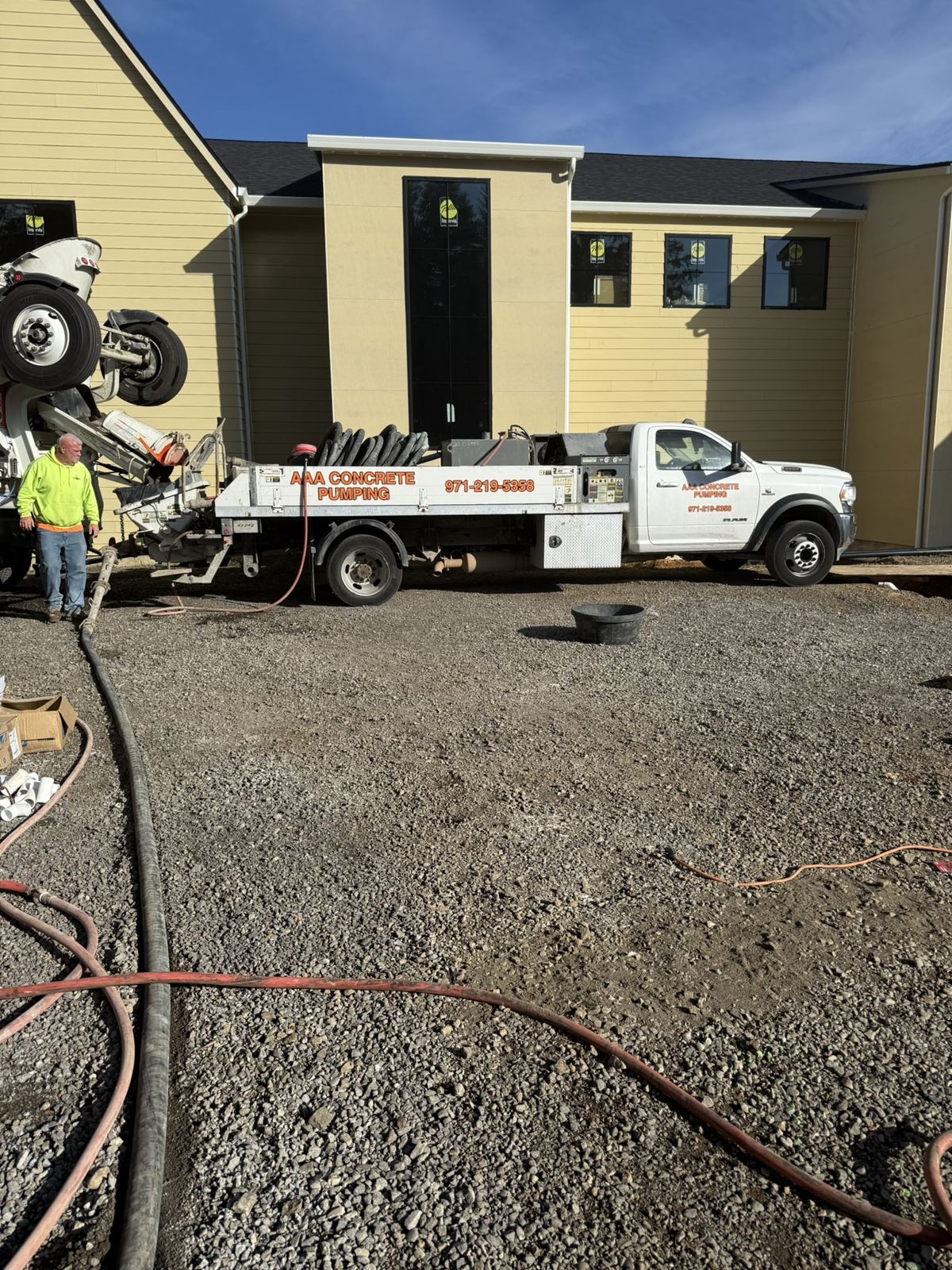 AAA Concrete Pumping truck-mounted line pump on a job site