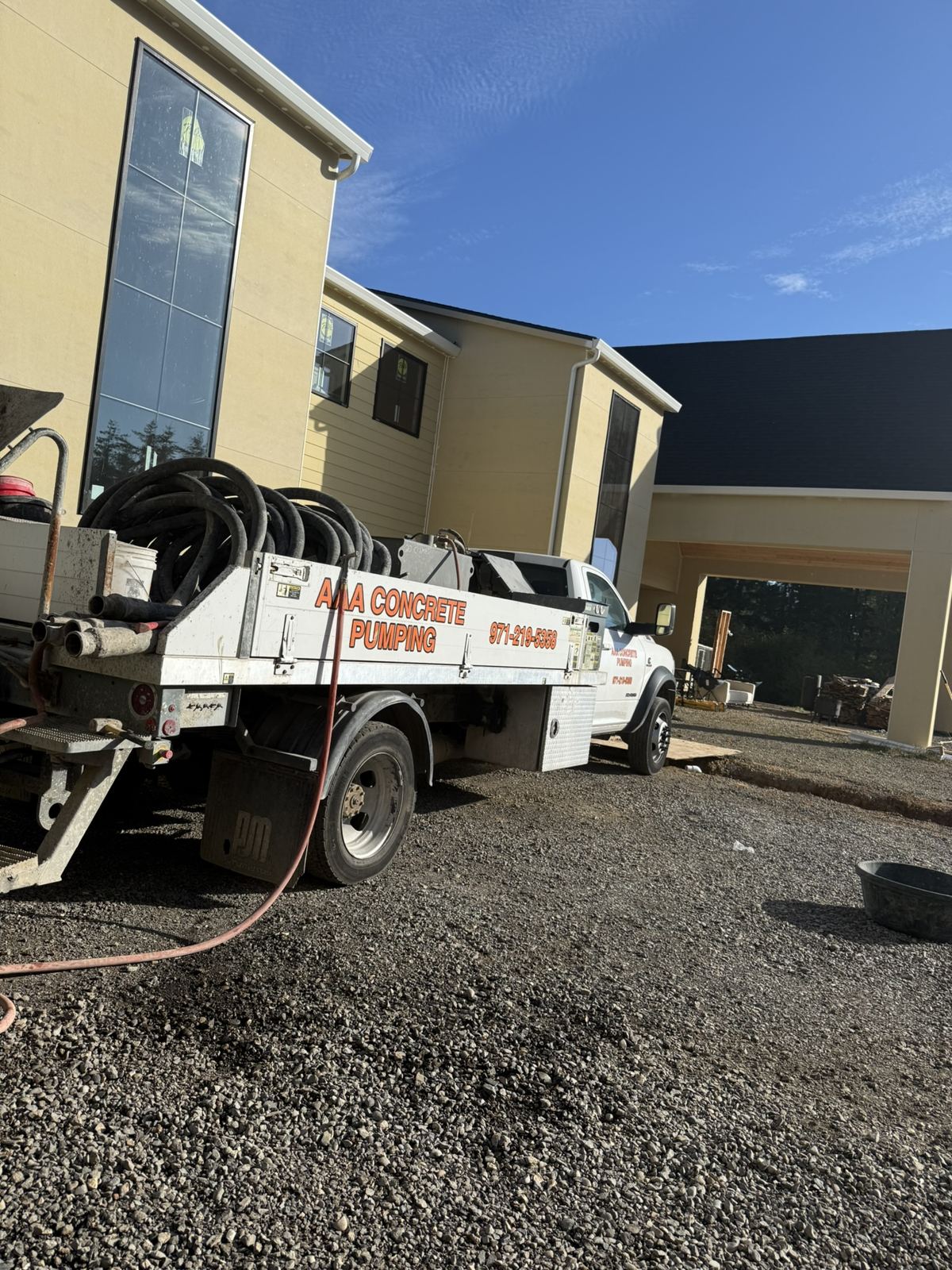 AAA Concrete Pumping truck-mounted line pump on a job site